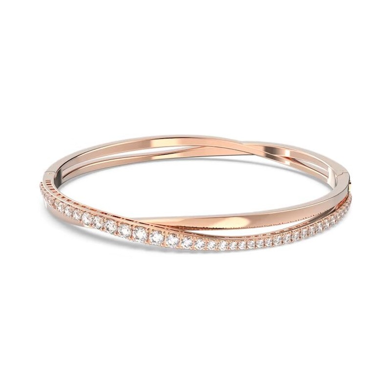 Bracelet Jonc Swarovski femme doré rose et cristaux blancs