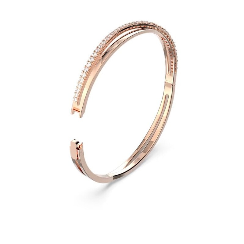 Bracelet Jonc Swarovski femme doré rose et cristaux blancs