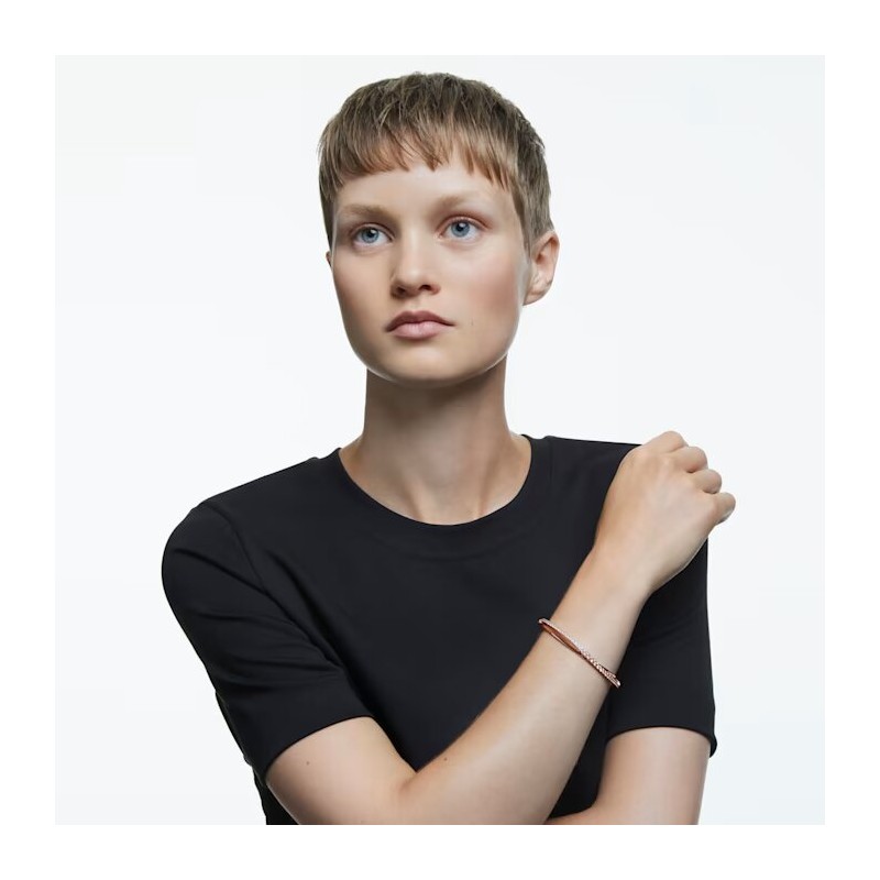 Bracelet Jonc Swarovski femme doré rose et cristaux blancs