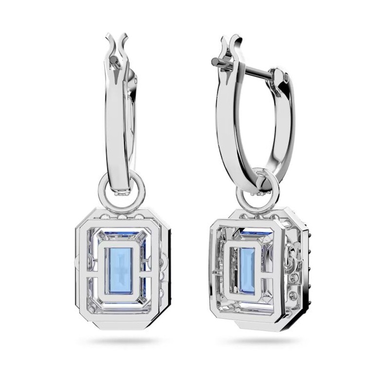 Boucles d'oreilles Pendantes Swarovski argentées et cristal bleu