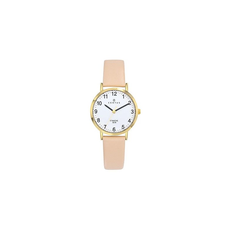 MONTRE CERTUS FEMME ACIER CUIR NUDE