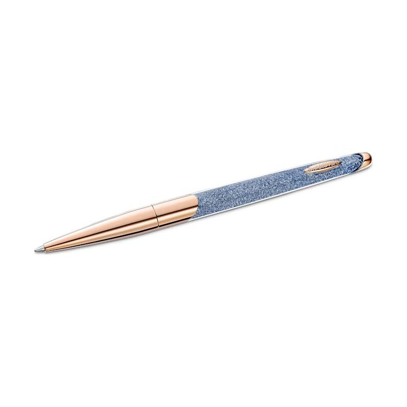 Stylo à bille Swarovski doré rose et cristaux bleus