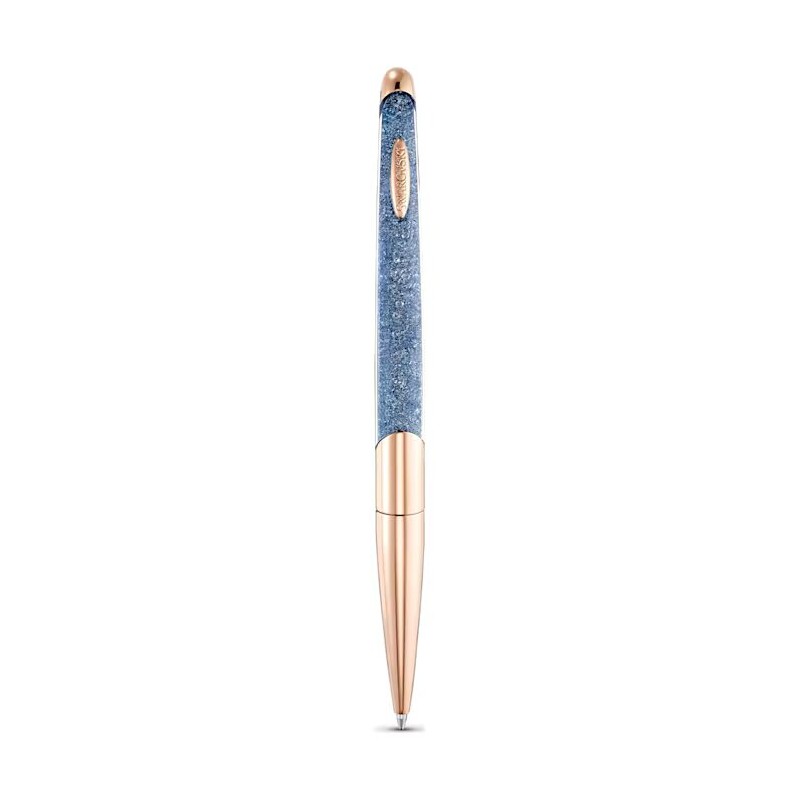 Stylo à bille Swarovski doré rose et cristaux bleus