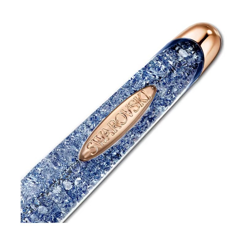 Stylo à bille Swarovski doré rose et cristaux bleus