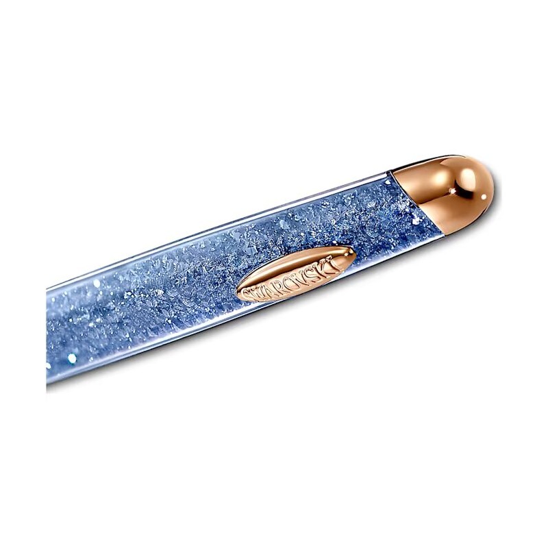 Stylo à bille Swarovski doré rose et cristaux bleus