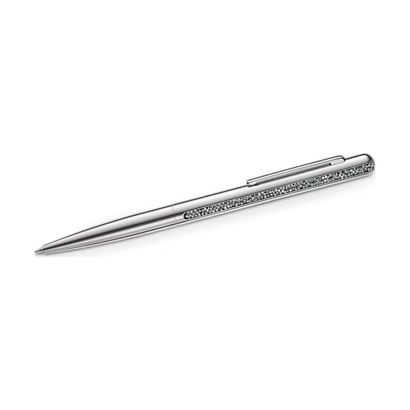 Stylo à bille Swarovski argenté et cristaux gris