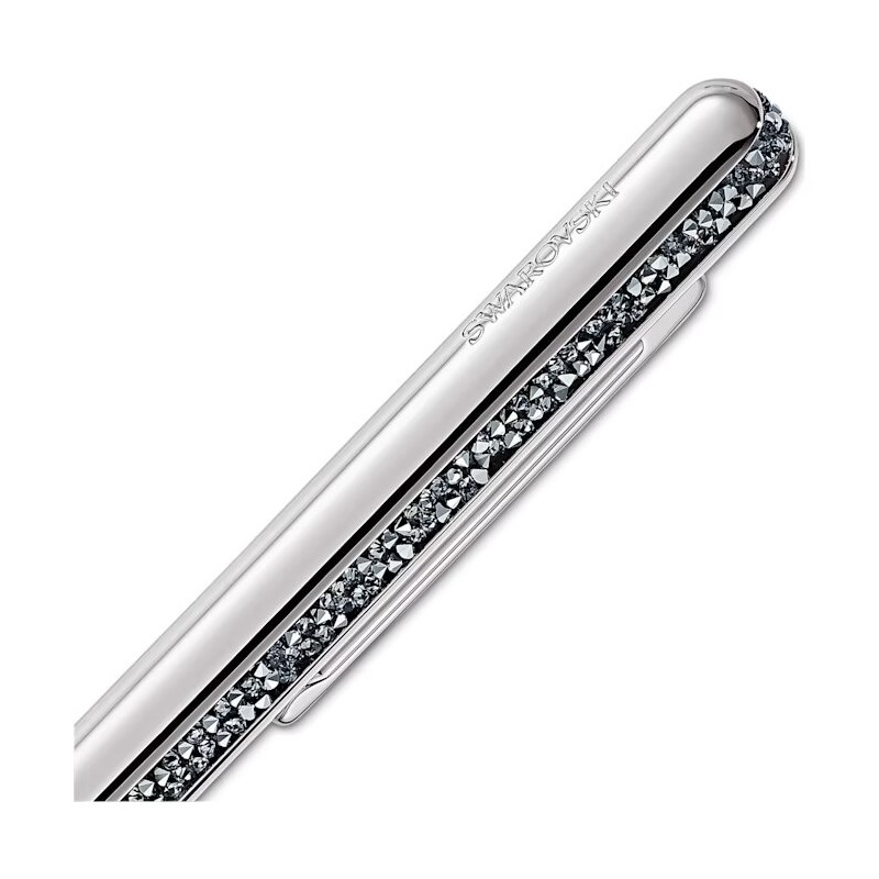 Stylo à bille Swarovski argenté et cristaux gris