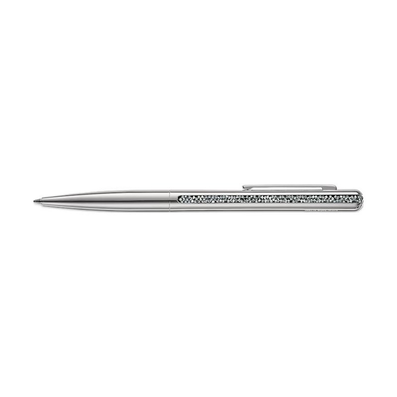 Stylo à bille Swarovski argenté et cristaux gris