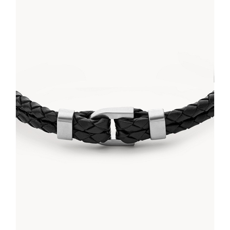 Bracelet Fossil en cuir noir