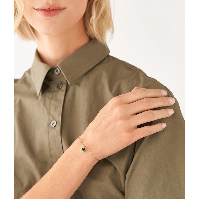 Bracelet Fossil chaîne cœur Modern Meadows en malachite