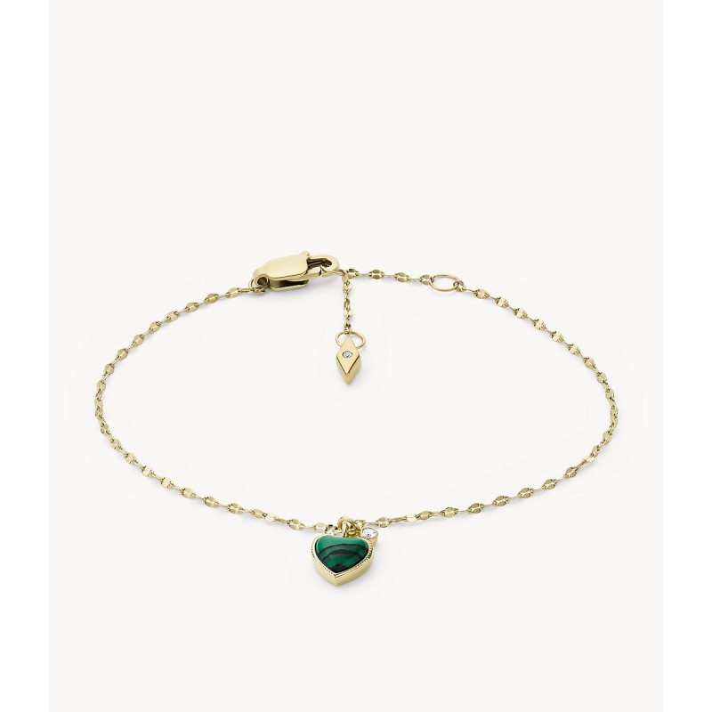Bracelet Fossil chaîne cœur Modern Meadows en malachite