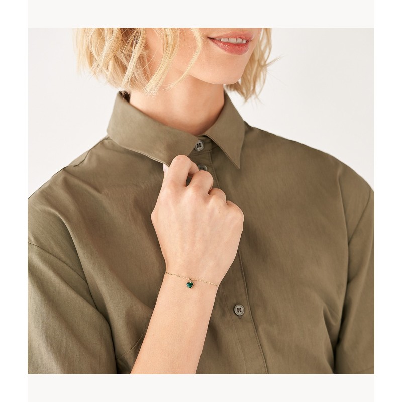 Bracelet Fossil chaîne cœur Modern Meadows en malachite