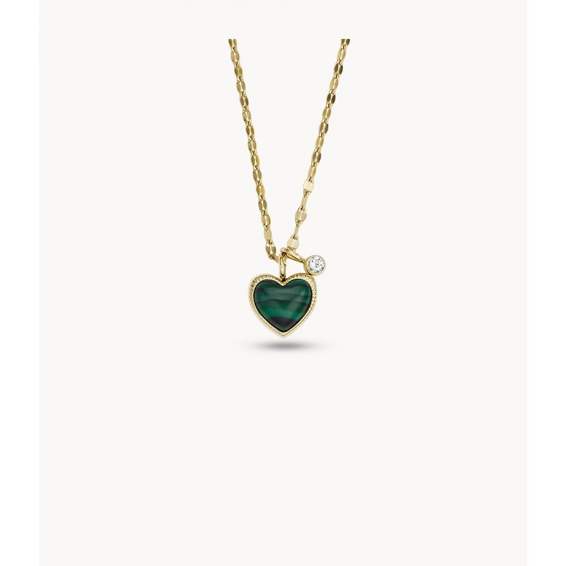 Collier Femme Fossil cœur modern Meadows Acier Doré Et Malachite