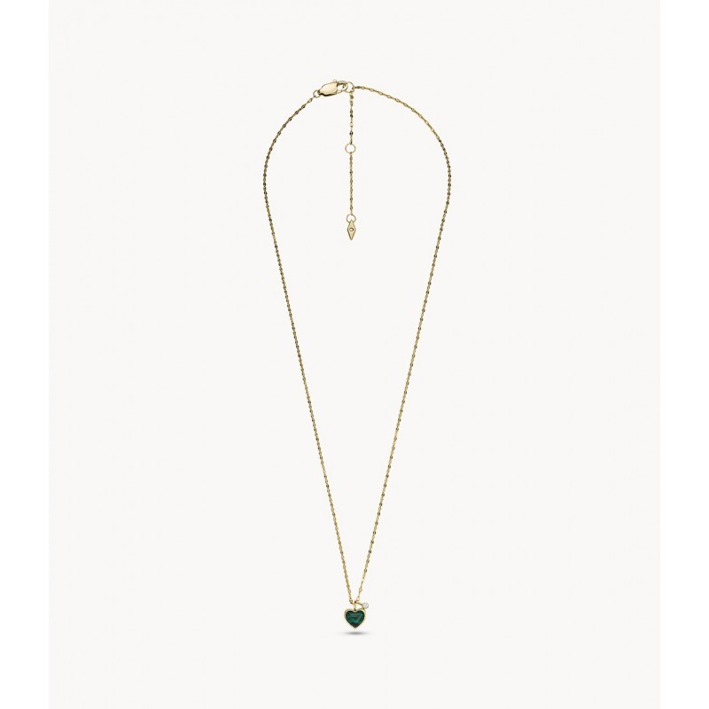 Collier Femme Fossil cœur modern Meadows Acier Doré Et Malachite