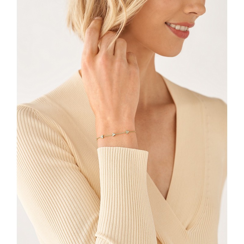 Bracelet Fossil Femme à pampilles Sadie Trio Glitz acier doré