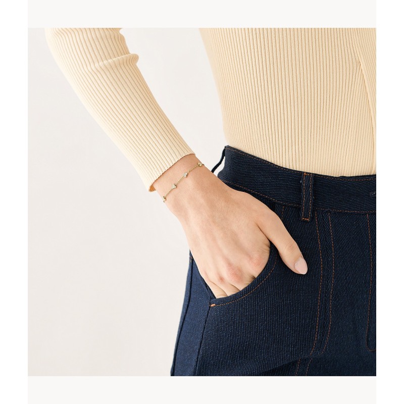 Bracelet Fossil Femme à pampilles Sadie Trio Glitz acier doré