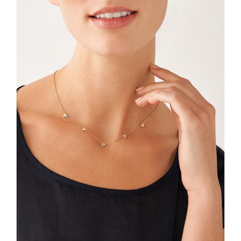Collier Femme Fossil à pampilles Sadie Trio Glitz acier doré