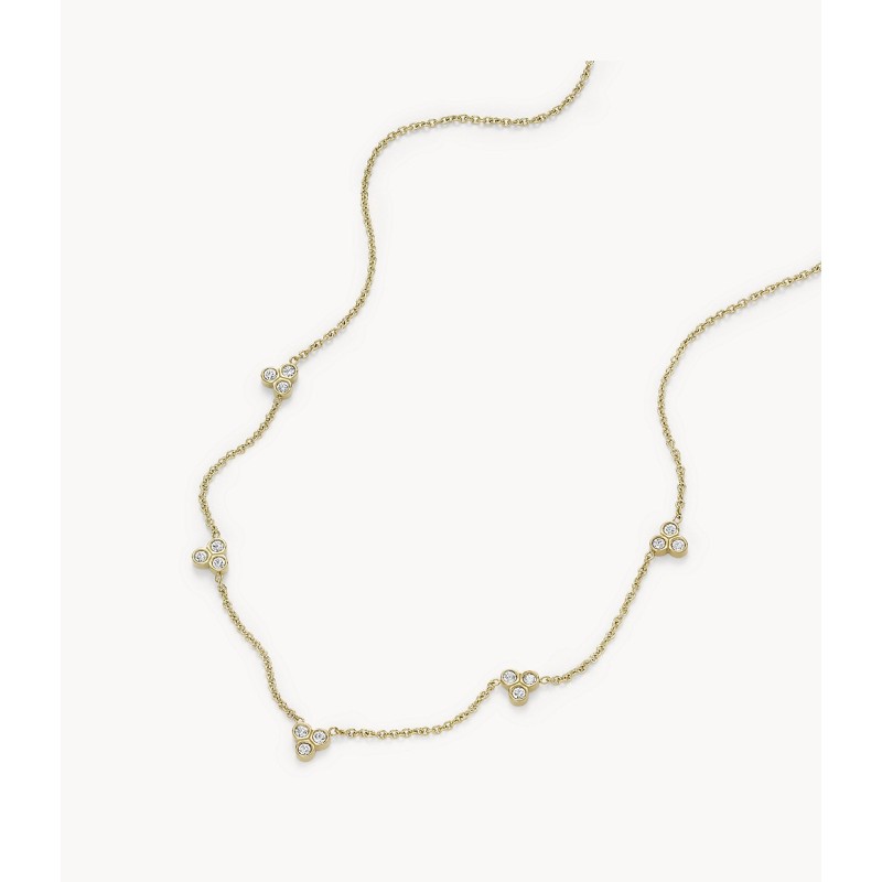 Collier Femme Fossil à pampilles Sadie Trio Glitz acier doré