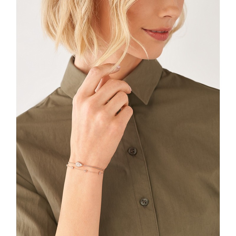 Bracelet chaîne Fossil Mosaic Teardrop acier et nacre