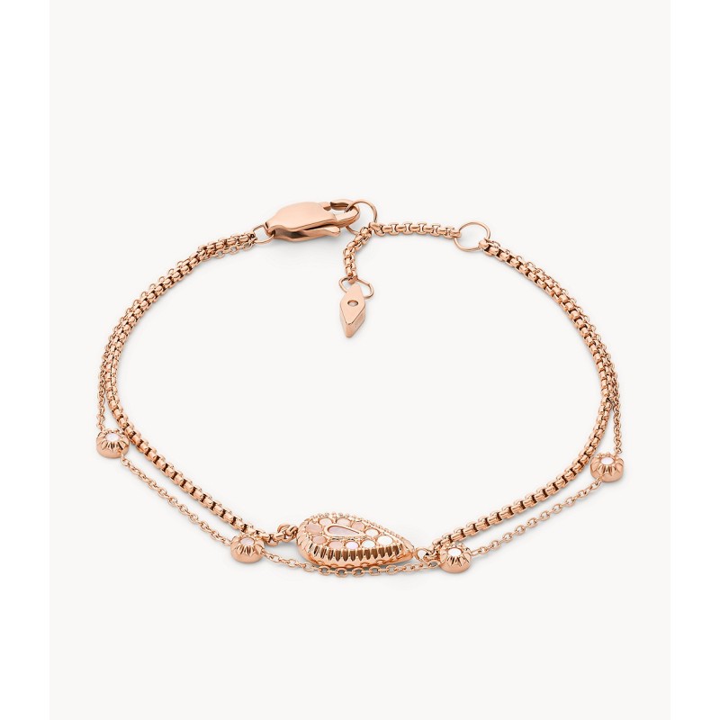 Bracelet chaîne Fossil Mosaic Teardrop acier et nacre