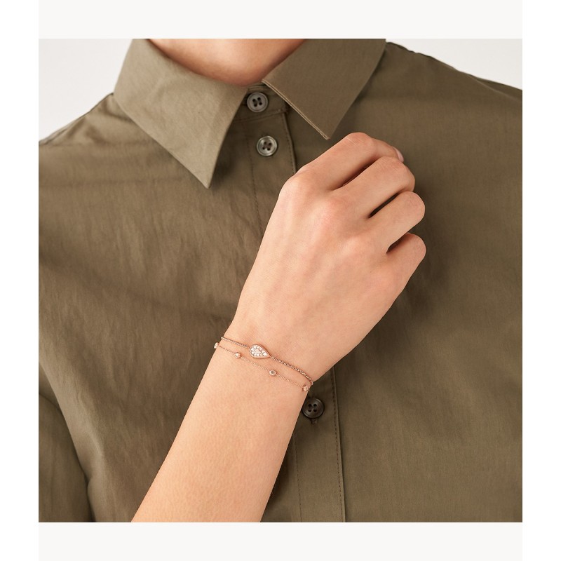 Bracelet chaîne Fossil Mosaic Teardrop acier et nacre