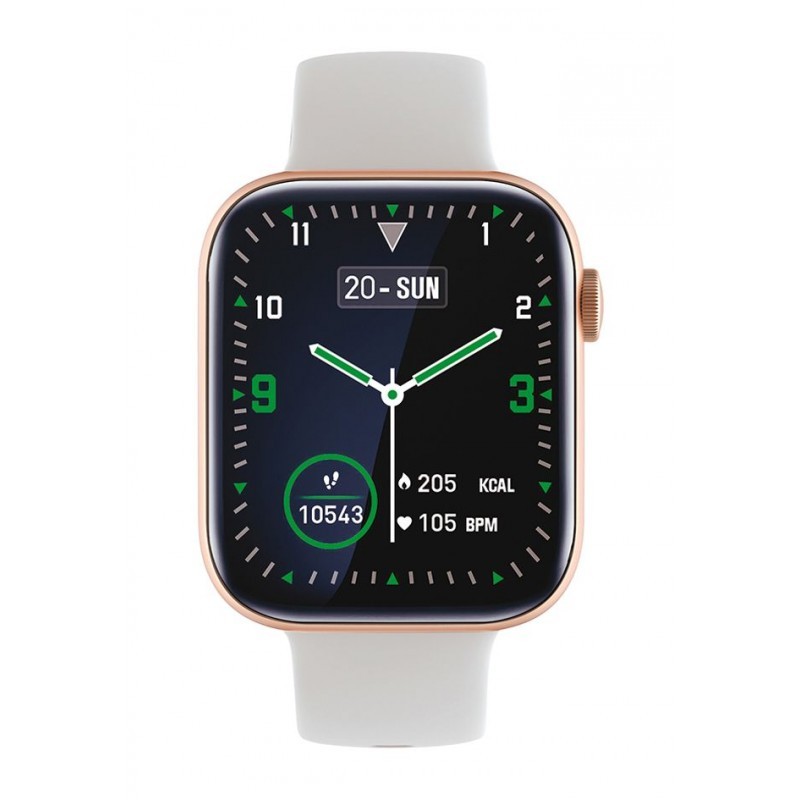 Montre TEKDAY Connectée acier doré rose et silicone blanc