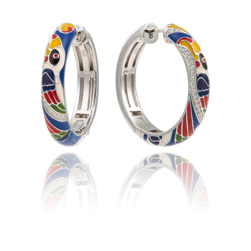 Boucles d'oreilles Créoles Una Storia Toucan argent 925/000