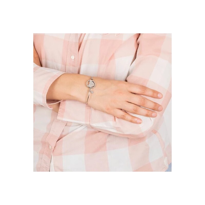 Bracelet Lotus Jonc  Coeur argenté