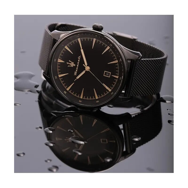Montre Maserati homme noir mailles milanaises