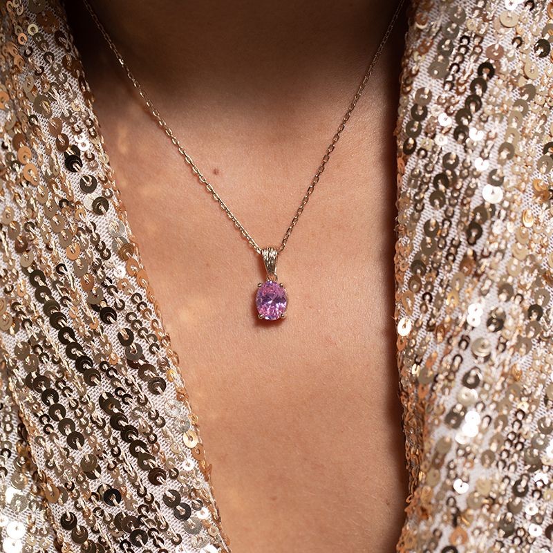 COLLIER FEMME GRIFFE ROUGE ELISABETH PLAQUE OR ET OXYDE ROSE