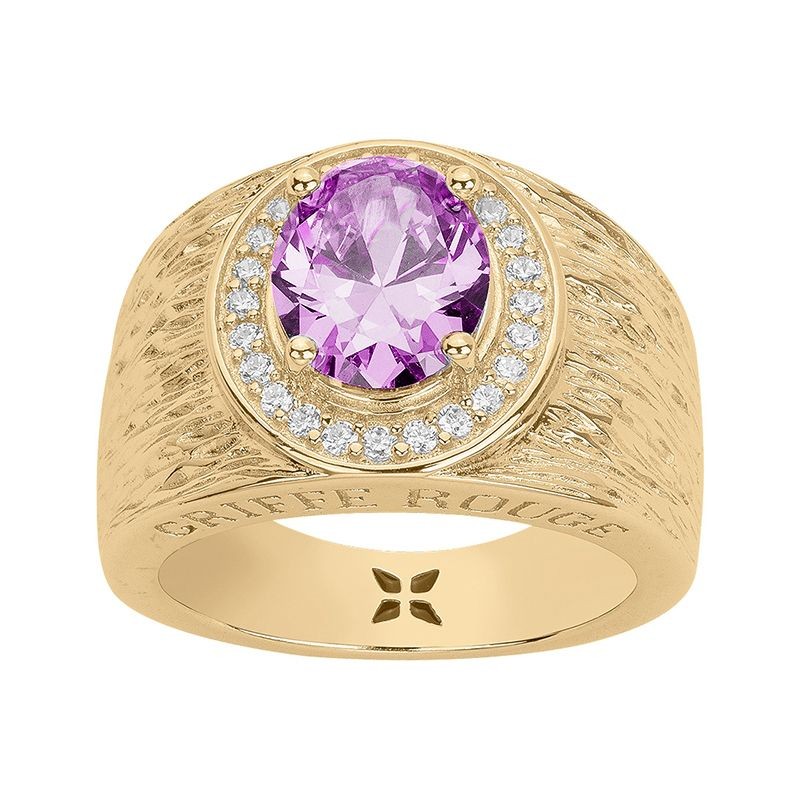 BAGUE FEMME GRIFFE ROUGE VICTORIA PLAQUE OR ET OXYDE VIOLET