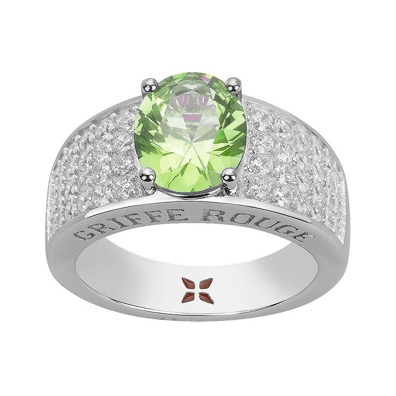 BAGUE FEMME GRIFFE ROUGE ELISABETH ARGENT 925/1000 ET OXYDE VERT