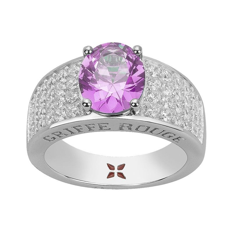 BAGUE FEMME GRIFFE ROUGE ELISABETH ARGENT 925/1000 ET OXYDE VIOLET