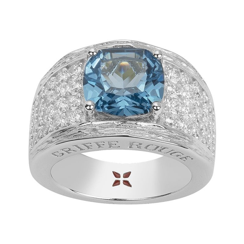 BAGUE FEMME GRIFFE ROUGE ELISABETH ARGENT 925/1000 ET OXYDE BLEU