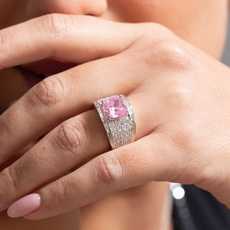 BAGUE FEMME GRIFFE ROUGE MARGARET ARGENT 925/1000 ET OXYDE ROSE