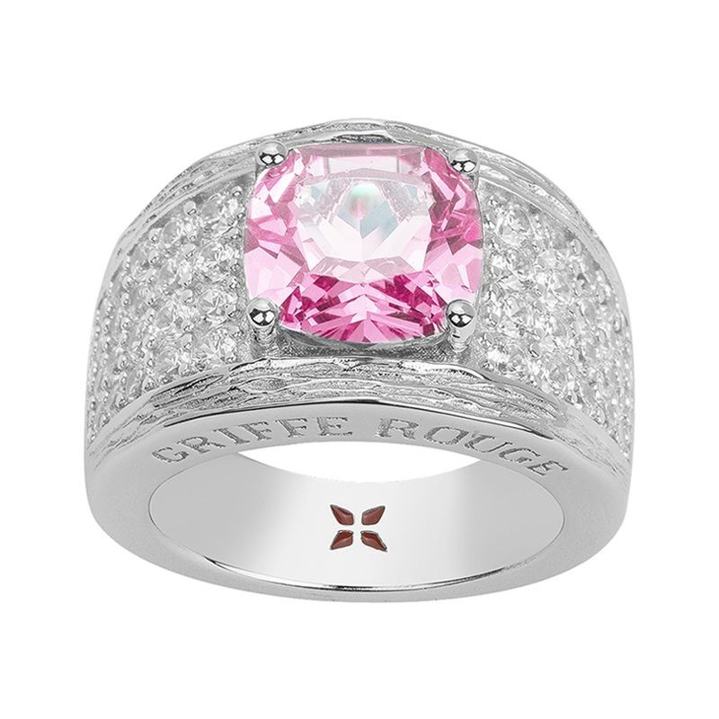 BAGUE FEMME GRIFFE ROUGE MARGARET ARGENT 925/1000 ET OXYDE ROSE