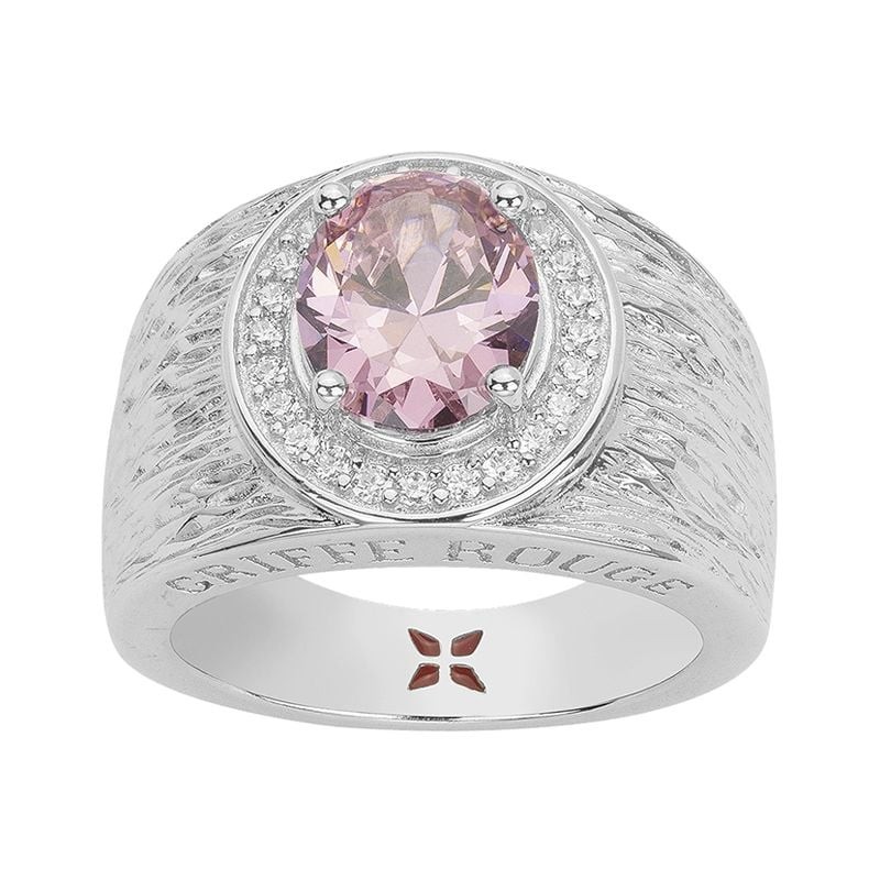 BAGUE FEMME GRIFFE ROUGE VICTORIA ARGENT 925/1000 ET OXYDE ROSE