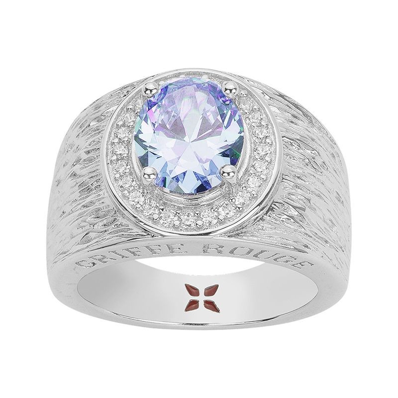 BAGUE FEMME GRIFFE ROUGE VICTORIA ARGENT 925/1000 ET OXYDE BLEU
