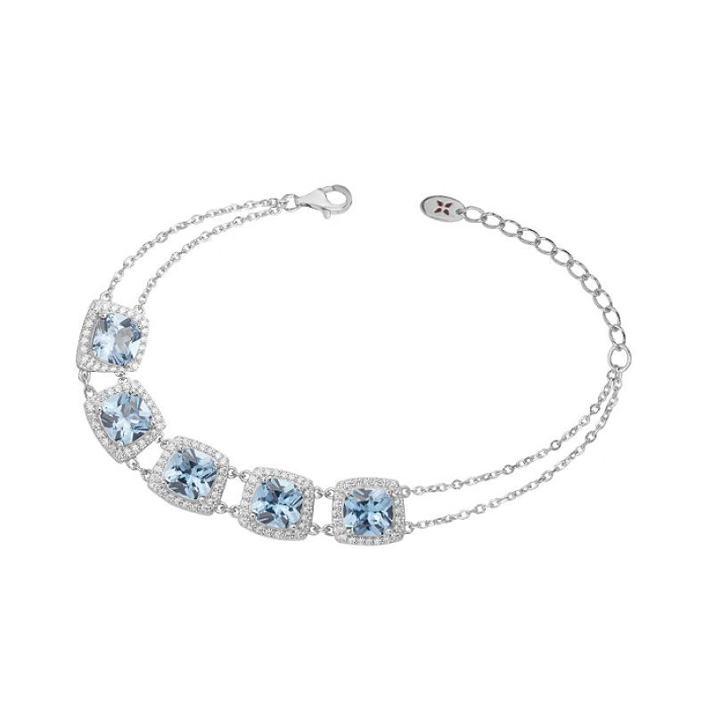 BRACELET FEMME GRIFFE ROUGE MARGARET ARGENT 925/1000 ET OXYDES BLEUS