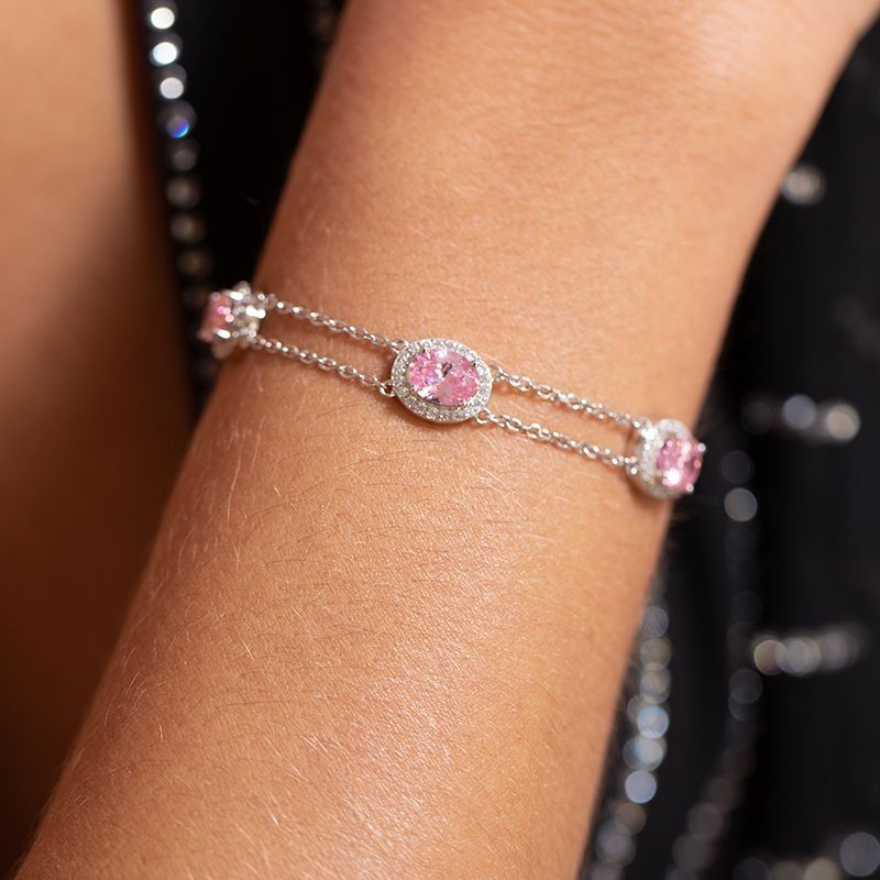 BRACELET FEMME GRIFFE ROUGE VICTORIA ARGENT 925/1000 ET OXYDES ROSES