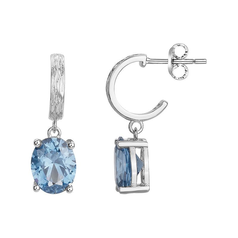 BOUCLES D'OREILLES FEMME PENDANTES GRIFFE ROUGE ELISABETH ARGENT 925/1000 ET OXYDE BLEU