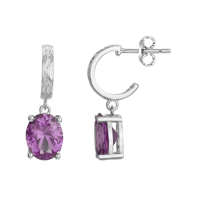 BOUCLES D'OREILLES FEMME PENDANTES GRIFFE ROUGE ELISABETH ARGENT 925/1000 ET OXYDE VIOLET