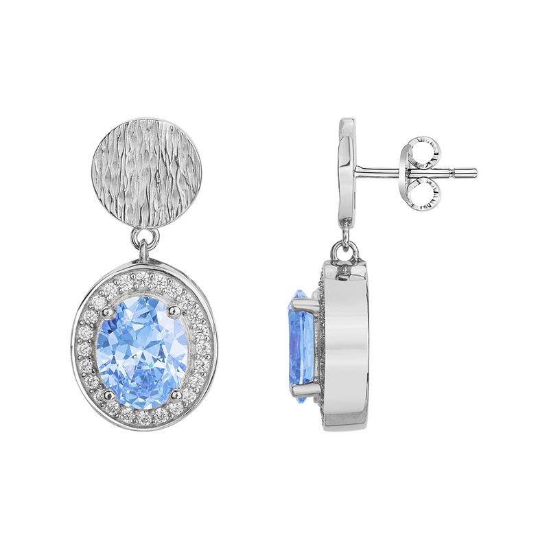 BOUCLES D'OREILLES FEMME PENDANTES GRIFFE ROUGE VICTORIA ARGENT 925/1000 ET OXYDE BLEU