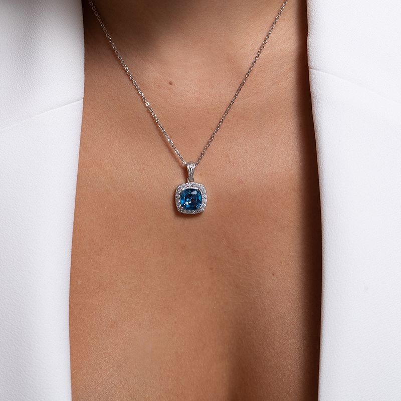 COLLIER FEMME GRIFFE ROUGE MARGARET ARGENT 925/1000 ET OXYDE BLEU