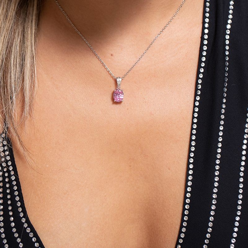 COLLIER FEMME GRIFFE ROUGE ELISABETH ARGENT 925/1000 ET OXYDE ROSE