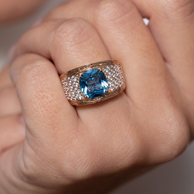 BAGUE FEMME GRIFFE ROUGE MARGARET PLAQUE OR ET OXYDE BLEU