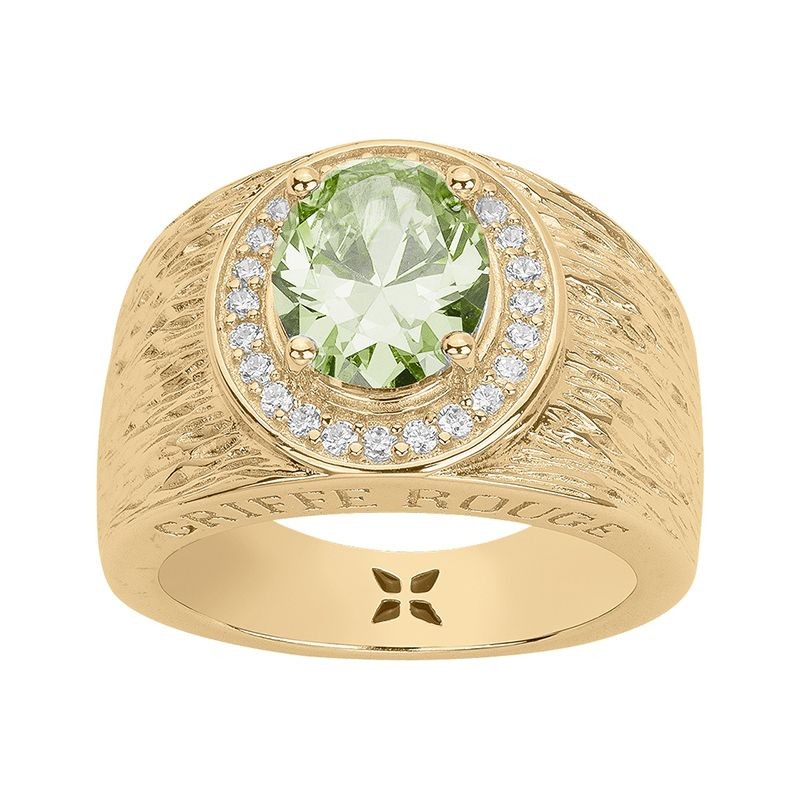 BAGUE FEMME GRIFFE ROUGE VICTORIA PLAQUE OR ET OXYDE VERT