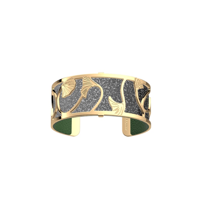 Cuir pour manchettes 25 mm Les Georgettes Absinthe/Noir argenté