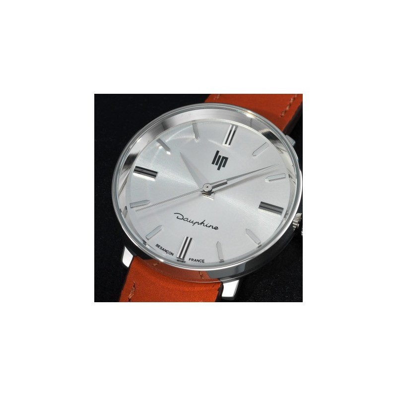 Montre femme LIP Dauphine cuir marron orangé