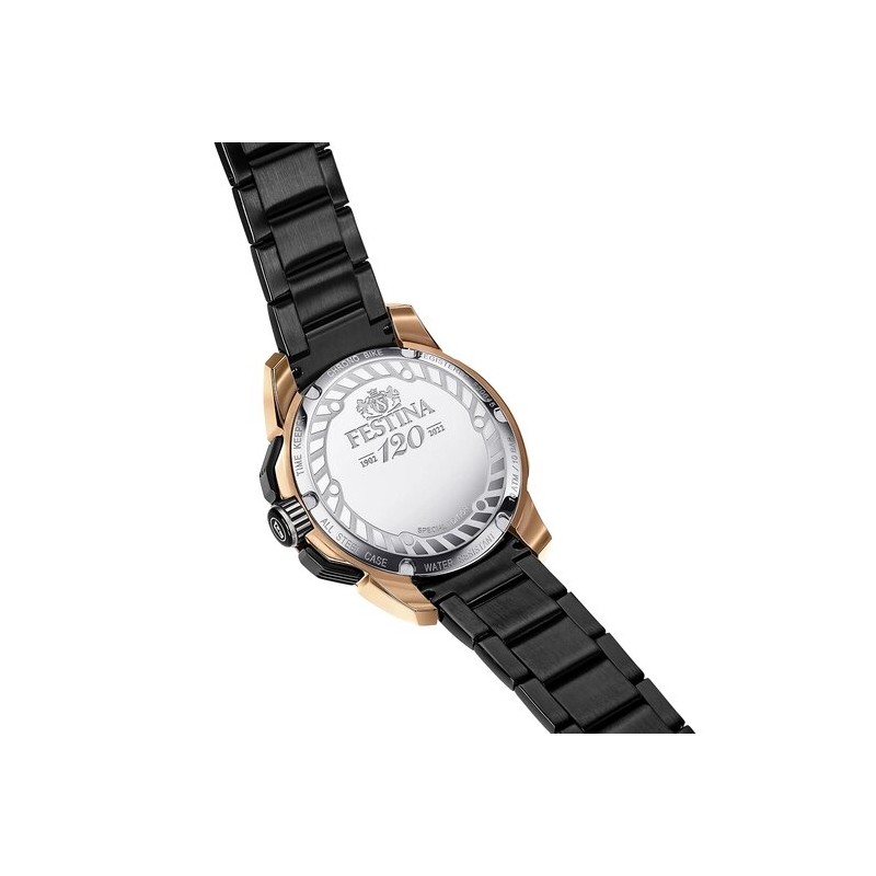 Montre Festina Homme Bracelet en Acier Noir et Doré Rose